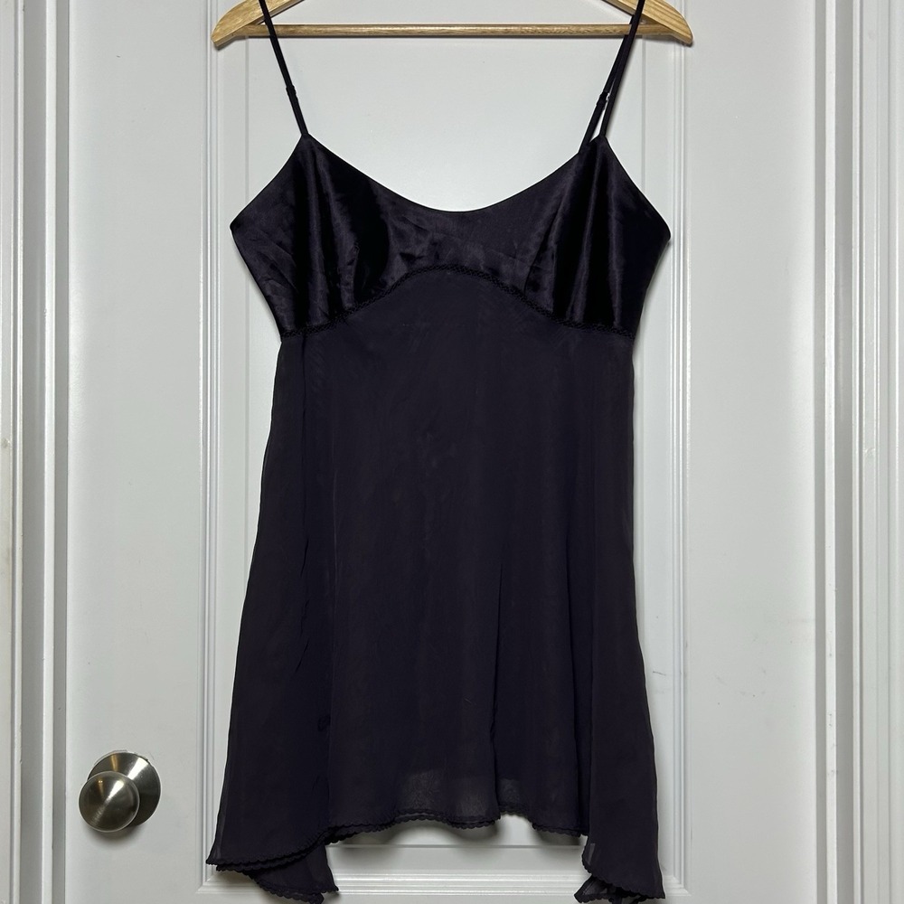 Victoria's Sectet Vintage Y2K 2000s Deep Purple Satin Chiffon Babydoll Chemise